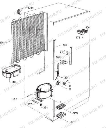 Взрыв-схема холодильника Electrolux RBE315S - Схема узла Refrigerator cooling system